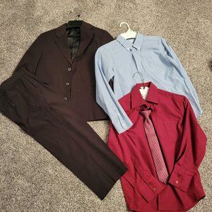 Van Heusen pin stripped Boys suit bundle Size 8, shirts 10/7